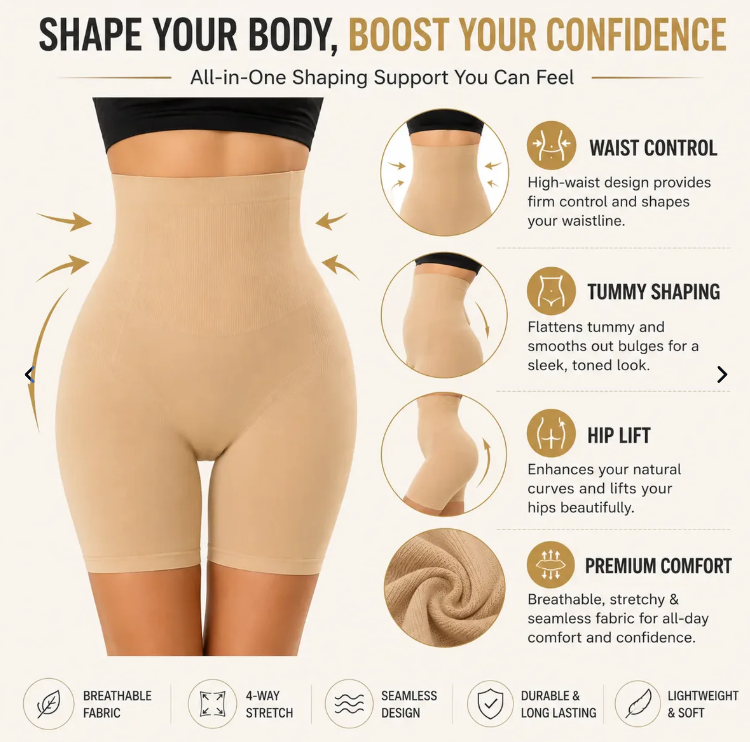 Tummy Tucker Shapewear for Women 4-in-1 Body Shaper – High-Waist Tummy Tucker for Ladies & Saree Wear BUY 1 GET 1 FREE