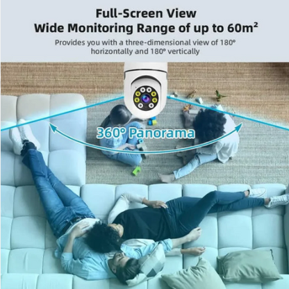 Bulb Camera 360 1080p| WiFi Auto Rotation Fish Eye| 360 Degree Panoramic Mini Lamp IR CCTV 1080p Home Security