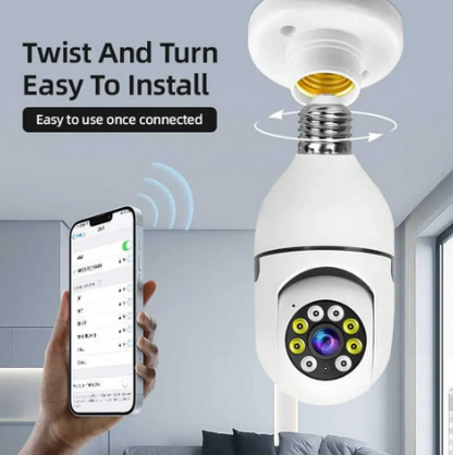 Bulb Camera 360 1080p| WiFi Auto Rotation Fish Eye| 360 Degree Panoramic Mini Lamp IR CCTV 1080p Home Security