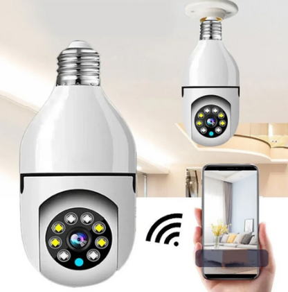 Bulb Camera 360 1080p| WiFi Auto Rotation Fish Eye| 360 Degree Panoramic Mini Lamp IR CCTV 1080p Home Security